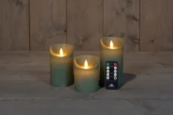 Hot LED Kerzen Rustic 3er-Set mit Fernbedienung grün Led Kerzen