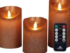 Best LED Kerzen Rustic 3er-Set mit Fernbedienung orange / kupfer Led Kerzen