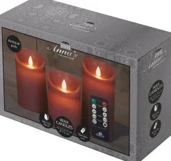 Hot LED Kerzen Rustic 3er-Set mit Fernbedienung alsrosa Led Kerzen