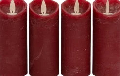 Sale LED Kerzen-Set 4 St. 'Rustik' mit Fernbedienung D 5,2 H 12,5 cm bordeaux Led Kerzen
