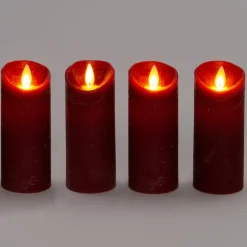 Sale LED Kerzen-Set 4 St. 'Rustik' mit Fernbedienung D 5,2 H 12,5 cm bordeaux Led Kerzen