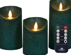 Outlet LED Kerzen-Set 3 St. 'Rustik' mit Fernbedienung grün Led Kerzen