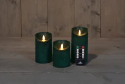 Outlet LED Kerzen-Set 3 St. 'Rustik' mit Fernbedienung grün Led Kerzen
