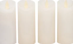 Clearance LED Kerzen-Set 4 St. 'Rustik' mit Fernbedienung D 5,2 H 12,5 cm weiß Led Kerzen