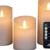 Best LED Kerzen-Set 'Rustik' mit Fernbedienung weiß 3 St. Led Kerzen