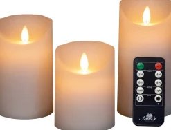 Best LED Kerzen-Set 'Rustik' mit Fernbedienung weiß 3 St. Led Kerzen