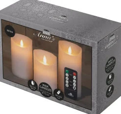 Best LED Kerzen-Set 'Rustik' mit Fernbedienung weiß 3 St. Led Kerzen
