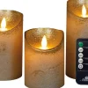 New LED Kerzen-Set 'Rustik' mit Fernbedienung gold 3 St. Led Kerzen
