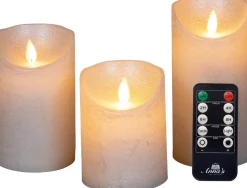 Hot LED Kerzen-Set 'Rustik' mit Fernbedienung perlweiß 3 St. Led Kerzen