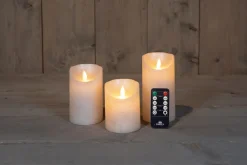 Hot LED Kerzen-Set 'Rustik' mit Fernbedienung perlweiß 3 St. Led Kerzen