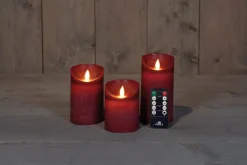 LED Kerzen-Set 'Rustik' mit Fernbedienung bordeaux 3 St. Led Kerzen