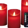 Best LED Kerzen-Set 'Rustik' mit Fernbedienung rot 3 St. Led Kerzen
