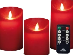 Best LED Kerzen-Set 'Rustik' mit Fernbedienung rot 3 St. Led Kerzen