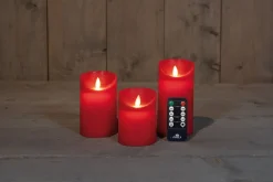Best LED Kerzen-Set 'Rustik' mit Fernbedienung rot 3 St. Led Kerzen