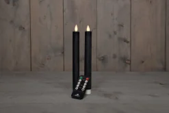 Outlet LED Stabkerzen mit Fernbedienung schwarz D 2,5 H 23 cm 2 St. Led Kerzen