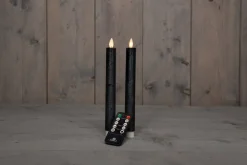 Outlet LED Stabkerzen mit Fernbedienung anthrazit D 2,5 H 23 cm 2 St. Led Kerzen