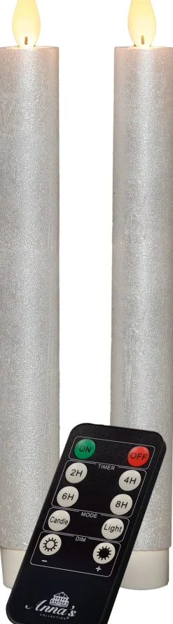 Best LED Stabkerzen mit Fernbedienung perlmutt D 2,5 H 23 cm 2 St. Led Kerzen