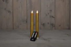 Clearance LED Stabkerzen mit Fernbedienung gold D 2,5 H 23 cm 2 St. Led Kerzen