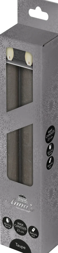 Outlet LED Stabkerzen mit Fernbedienung taupe D 2,5 H 23 cm 2 St. Led Kerzen