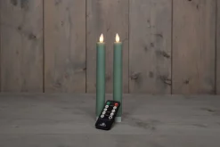 Hot LED Stabkerzen mit Fernbedienung grün D 2,5 H 23 cm 2 St. Led Kerzen