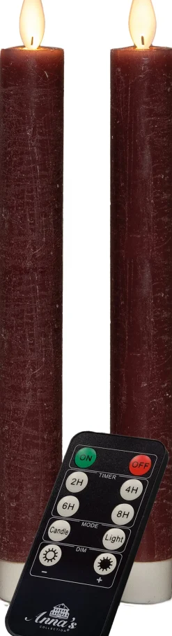 New LED Stabkerzen mit Fernbedienung rosa D 2,5 H 23 cm 2 St. Led Kerzen