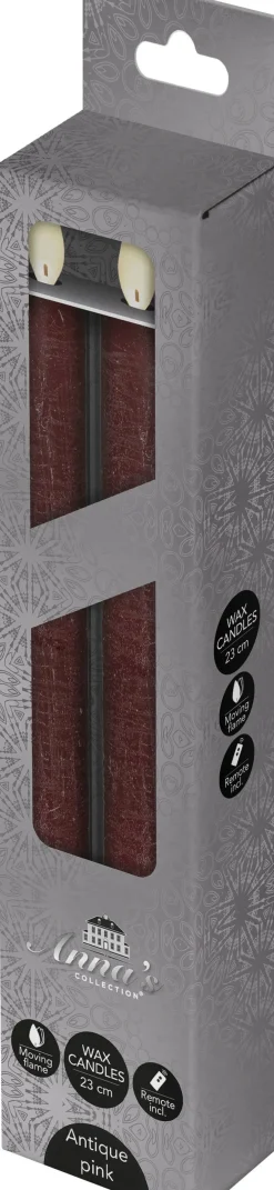 New LED Stabkerzen mit Fernbedienung rosa D 2,5 H 23 cm 2 St. Led Kerzen