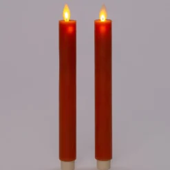 Sale LED Stabkerzen mit Fernbedienung orange D 2,5 H 23 cm 2 St. Led Kerzen