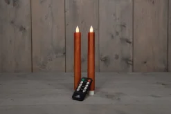 Hot LED Stabkerzen mit Fernbedienung kupfer D 2,5 H 23 cm 2 St. Led Kerzen