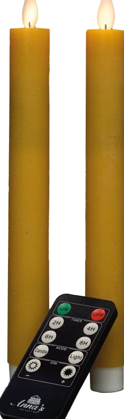 New LED Stabkerzen mit Fernbedienung gelb D 2,5 H 23 cm 2 St. Led Kerzen