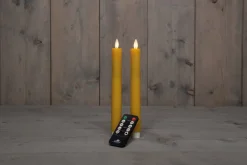 New LED Stabkerzen mit Fernbedienung gelb D 2,5 H 23 cm 2 St. Led Kerzen