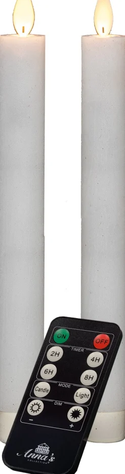 Hot LED Stabkerzen 'Rustik' H 23 cm weiß 2 St. Led Kerzen