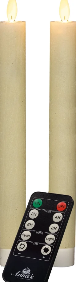 Best LED Stabkerzen 'Rustik' H 23 cm creme 2 St. Led Kerzen