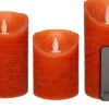 Sale LED Stumpenkerzen 3er-Set mit Fernbedienung orange / kupfer Led Kerzen