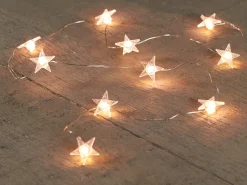 Discount Lichterkette Sterne silber 1m mit 10 LEDs warmweiß Motiv-Lichterketten