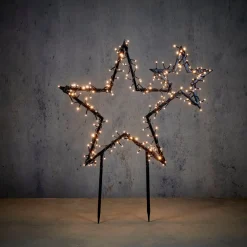 Luca Lighting Gartenstecker Stern schwarz mit 220 LEDs warmweiss 70 x 3 x 82 cm Weihnachtsfiguren (Außen)