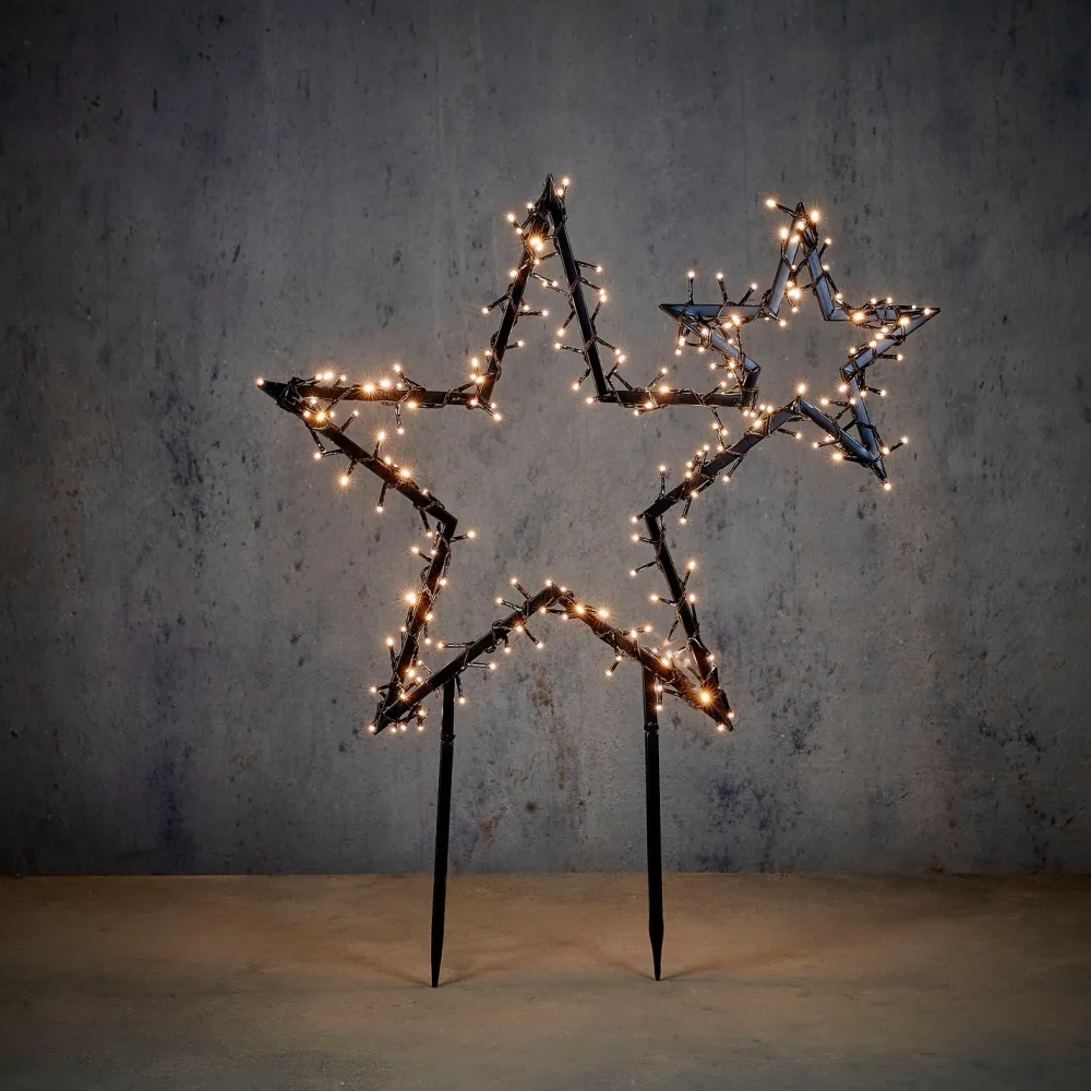 Luca Lighting Gartenstecker Stern schwarz mit 220 LEDs warmweiss 70 x 3 x 82 cm Weihnachtsfiguren (Außen)