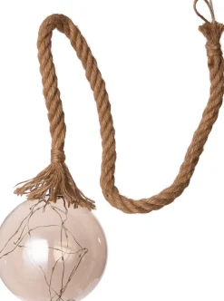 Hot Luca Lighting Hängelampe Kugel grau mit 30 LEDs warm weiß D 14 H 94 cm Weihnachtsdeko Zum Aufhängen