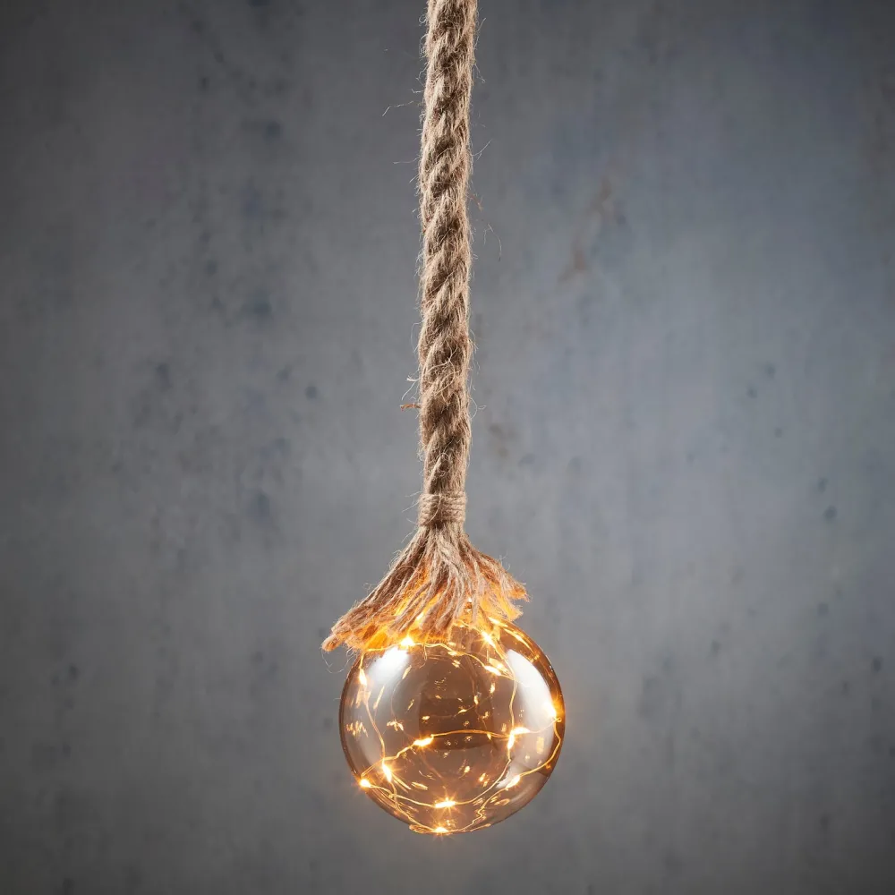 Online Luca Lighting Hängelampe Kugel grau mit 15 LEDs warm weiß D 10 H 90 cm Weihnachtsdeko Zum Aufhängen