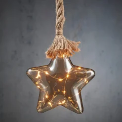 Sale Luca Lighting Hängelampe Stern grau mit 15 LEDs warm weiß D 20 H 100 cm Weihnachtsdeko Zum Aufhängen|Weihnachtssterne