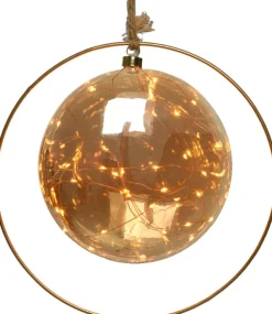 Outlet Lumineo Beleuchtete Kugel im Ring mit LEDs orange D 20 cm Weihnachtsdeko Zum Aufhängen