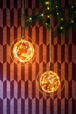 Outlet Lumineo Beleuchtete Kugel im Ring mit LEDs orange D 20 cm Weihnachtsdeko Zum Aufhängen