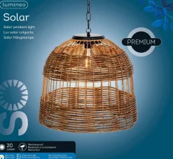 Hot Lumineo LED Solarleuchte naturell D 36 H 32 cm Solar Gartenleuchten|Außenleuchten Hängend
