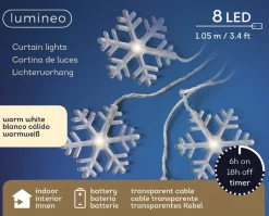 Hot Lumineo Lichterkette Schneeflocken transparent mit 8 LEDs warmweiß 105 cm Motiv-Lichterketten