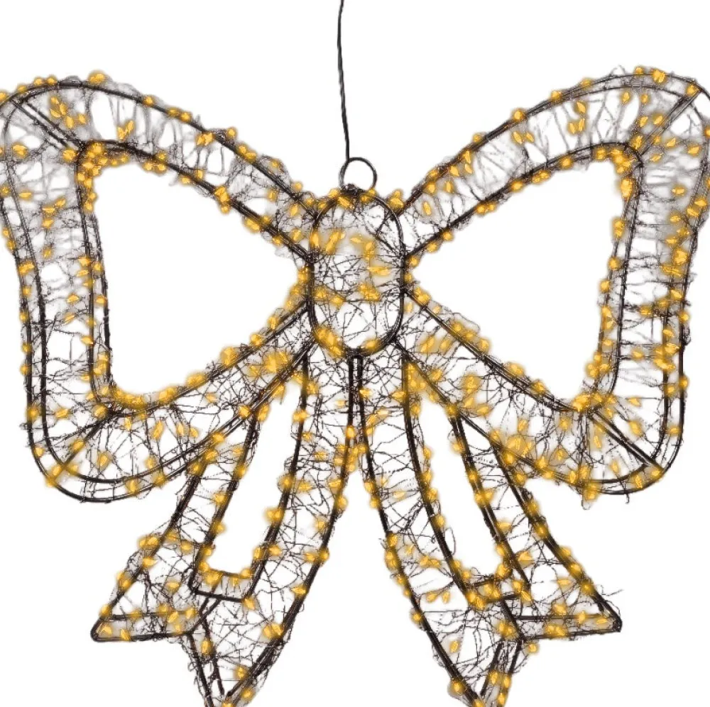 Clearance Lumineo Weihnachtsanhänger Schleife schwarz mit Beleuchtung 38 x 4,5 x 34 cm Weihnachtsdeko Zum Aufhängen