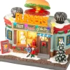 Clearance Lumineo Weihnachtsdorf Miniatur Burger Fast Food (Hamburgerstand) 12 x 19,5 x 16 cm Weihnachtshäuschen