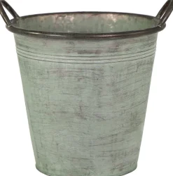 Best Mega Collections Zinkeimer Folks grün D 24 cm H 23,5 cm Blumentöpfe & Pflanzgefäße