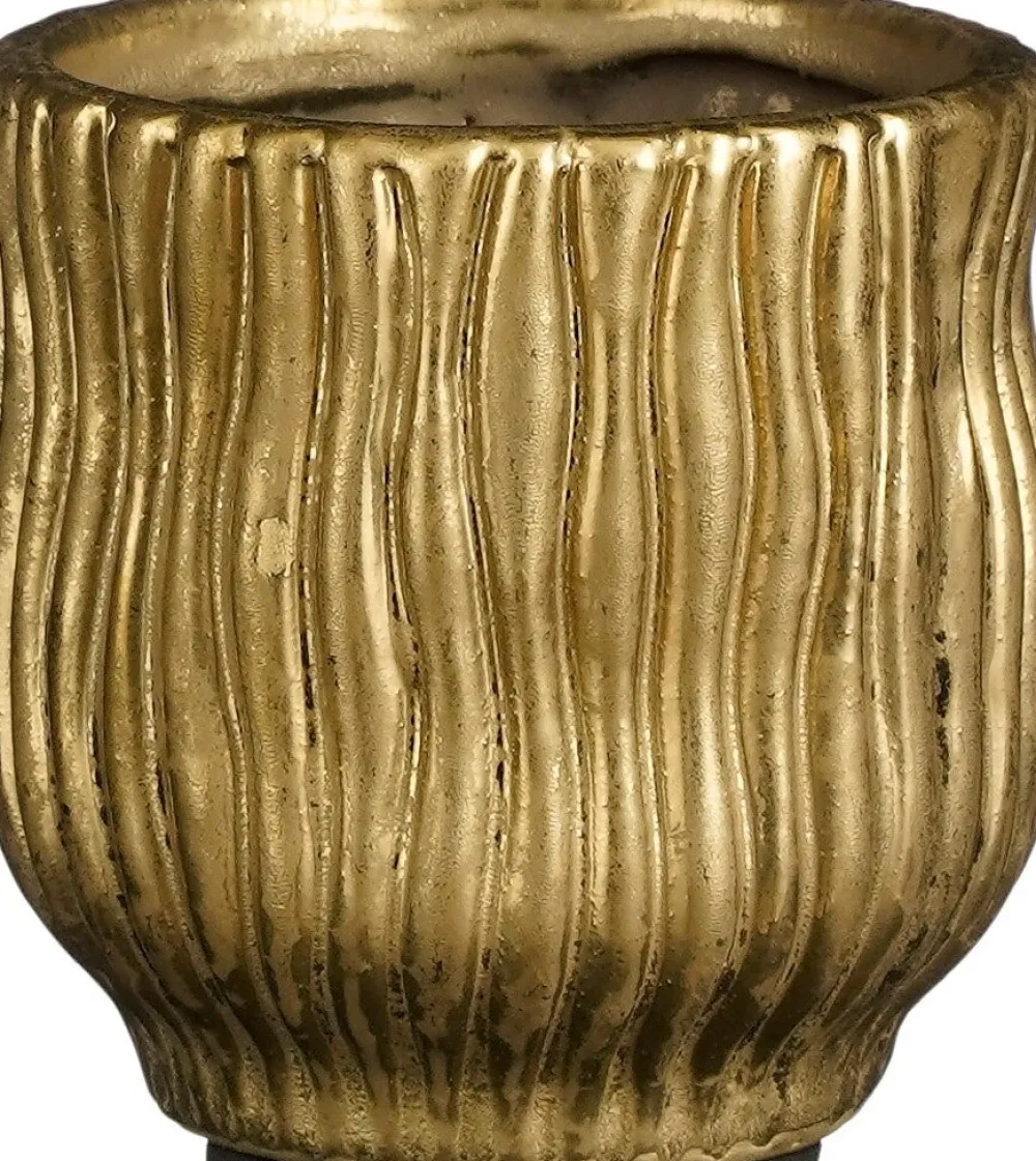 Discount Mica Decorations Blumentopf Ponta gold D 9,5 H 10 cm Blumentöpfe|Blumentöpfe & Pflanzgefäße