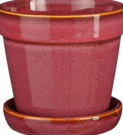 Clearance Mica Decorations Blumentopf mit Untersetzer Clint rosa D 15 H 13 cm Blumentöpfe|Blumentöpfe & Pflanzgefäße