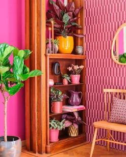 Online Mica Decorations Blumentopf mit Untersetzer Clint rosa D 20 H 20 cm Blumentöpfe|Blumentöpfe & Pflanzgefäße