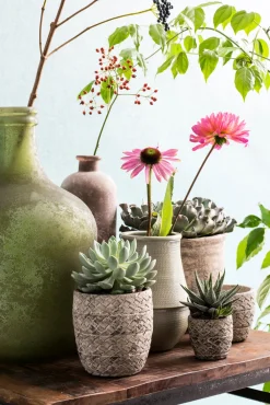 New Mica Decorations Blumentopf Alma rund D 15 cm H 15 cm hellgrau Blumentöpfe|Blumentöpfe & Pflanzgefäße